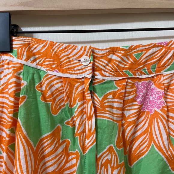 Lilly Pulitzer A-Line Green and Orange Pleated Resort Skirt - Picture 5 of 6